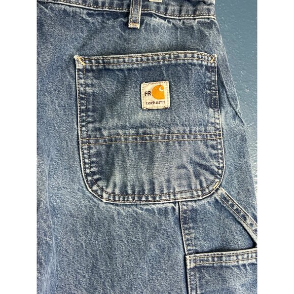 Carhartt FR Mens Blue Denim Carpenter Jeans 36 x 30 - Picture 2 of 8
